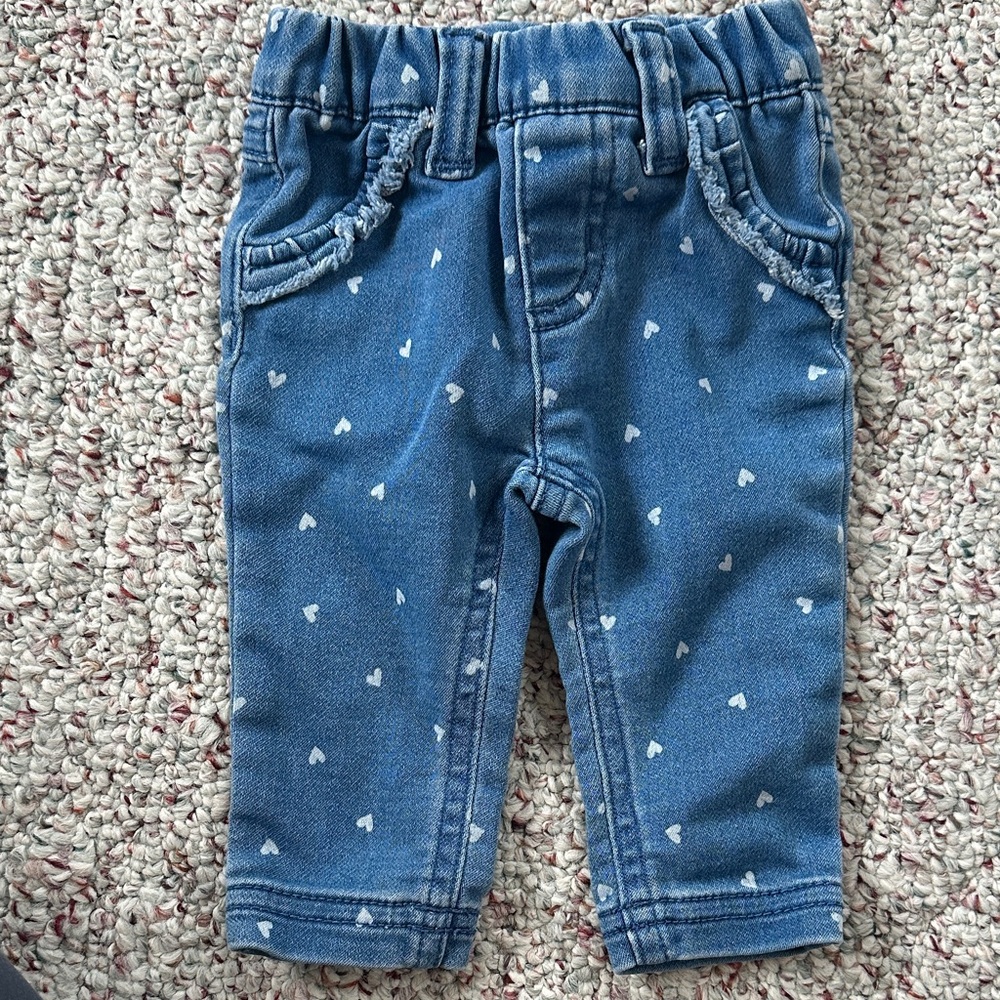 Cat & Jack Blue Jeans with Heart Pattern
